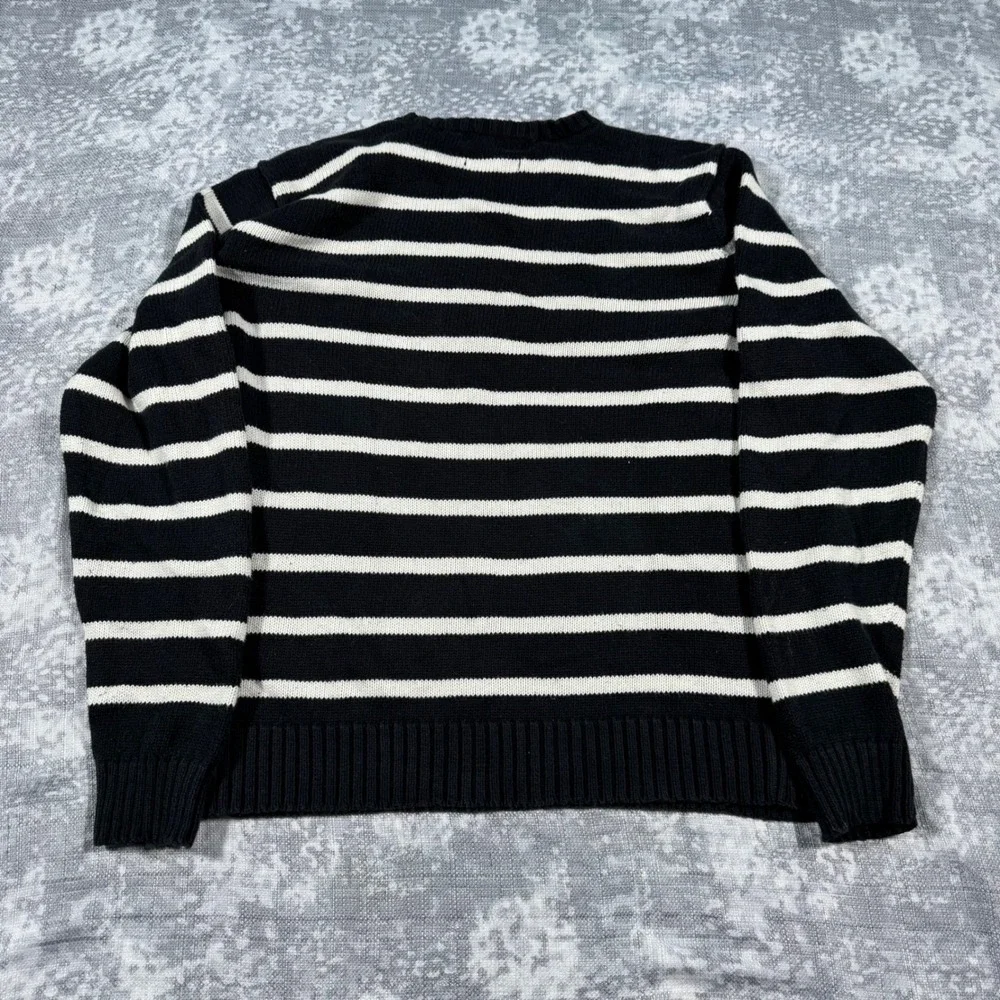 Polo Ralph Lauren Sweater Mens XL Navy White Striped Cotton Knit Preppy Crewneck